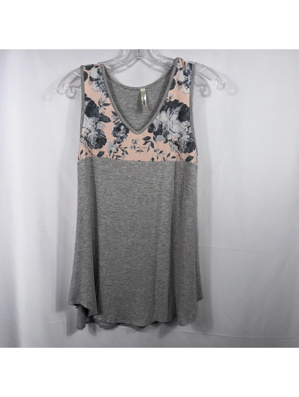 Cool Melon Floral Colorblock Tunic Tank Top Size S